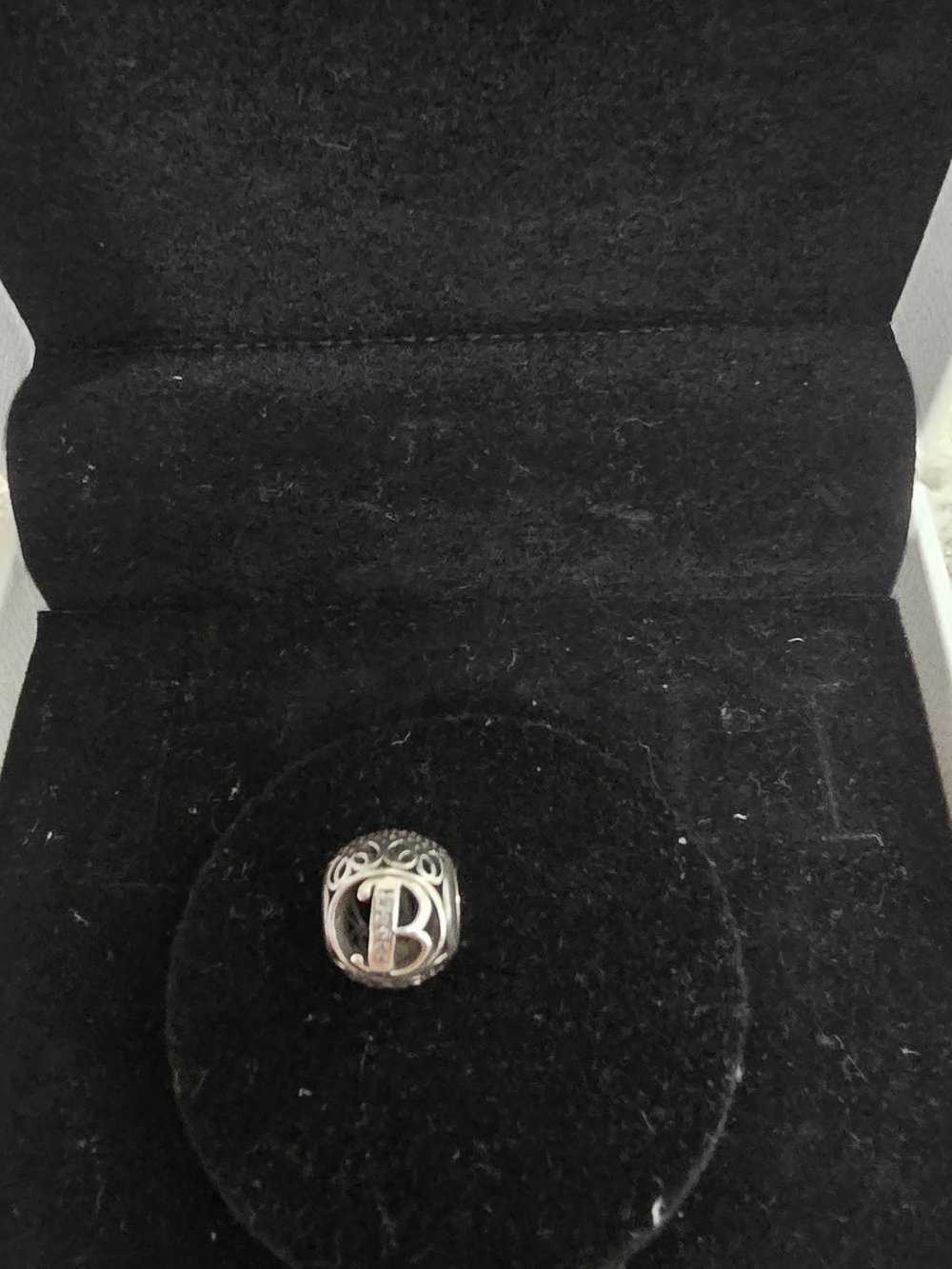 Pandora Silver Filigree Letter B Charm with Openwork Design